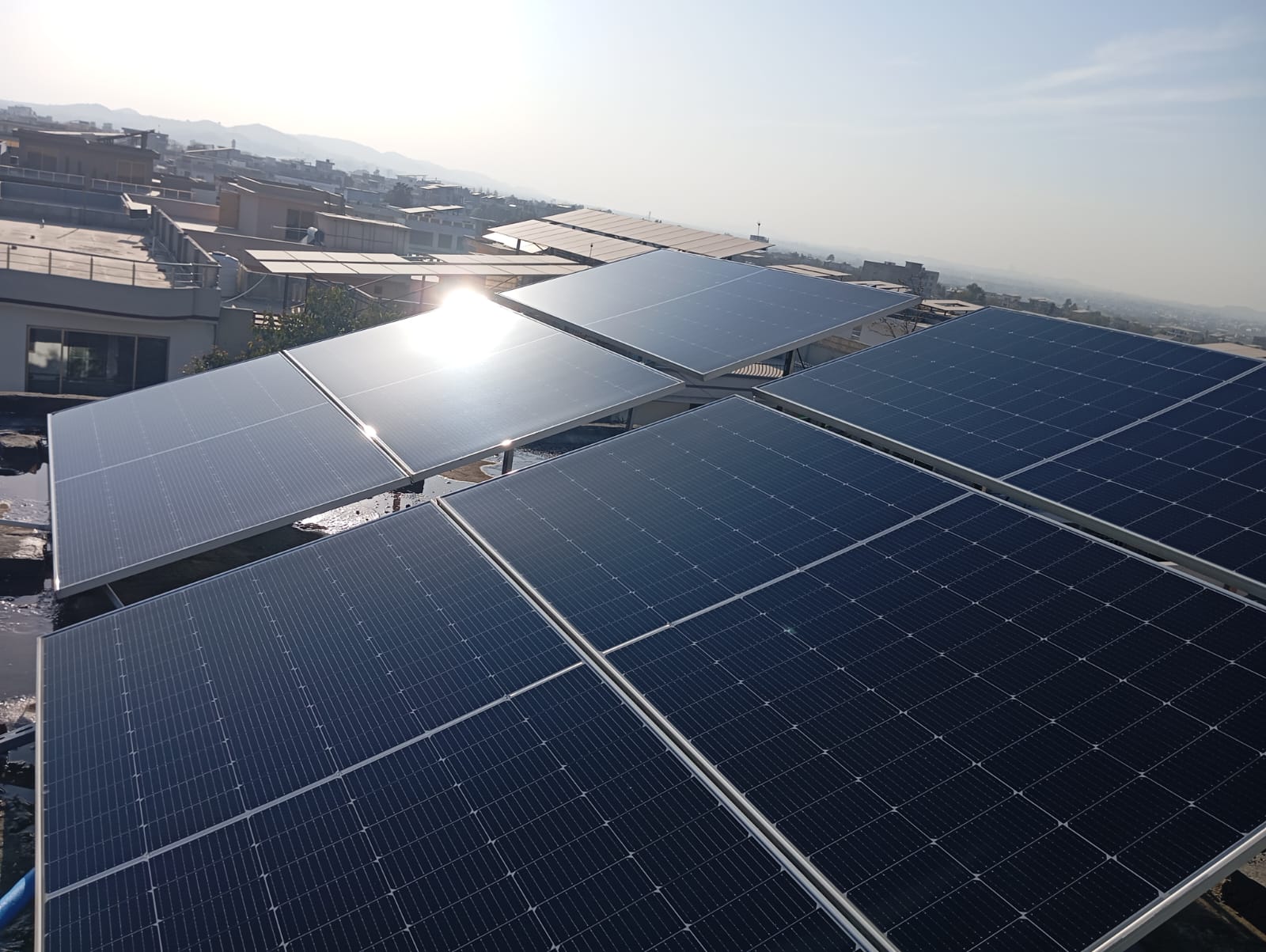 Solar panels installed on rooftop